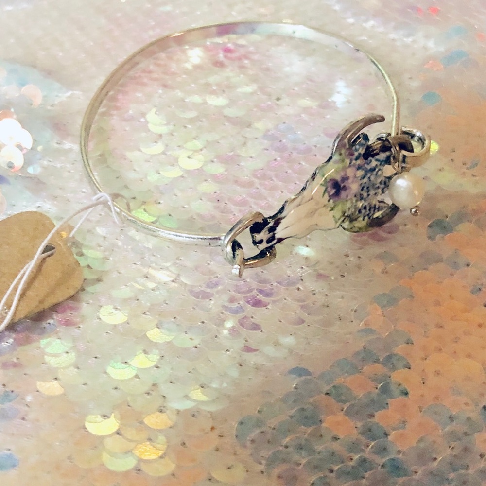 STEER HEAD BLUEBONNET & PEARL BRACELET 🌸